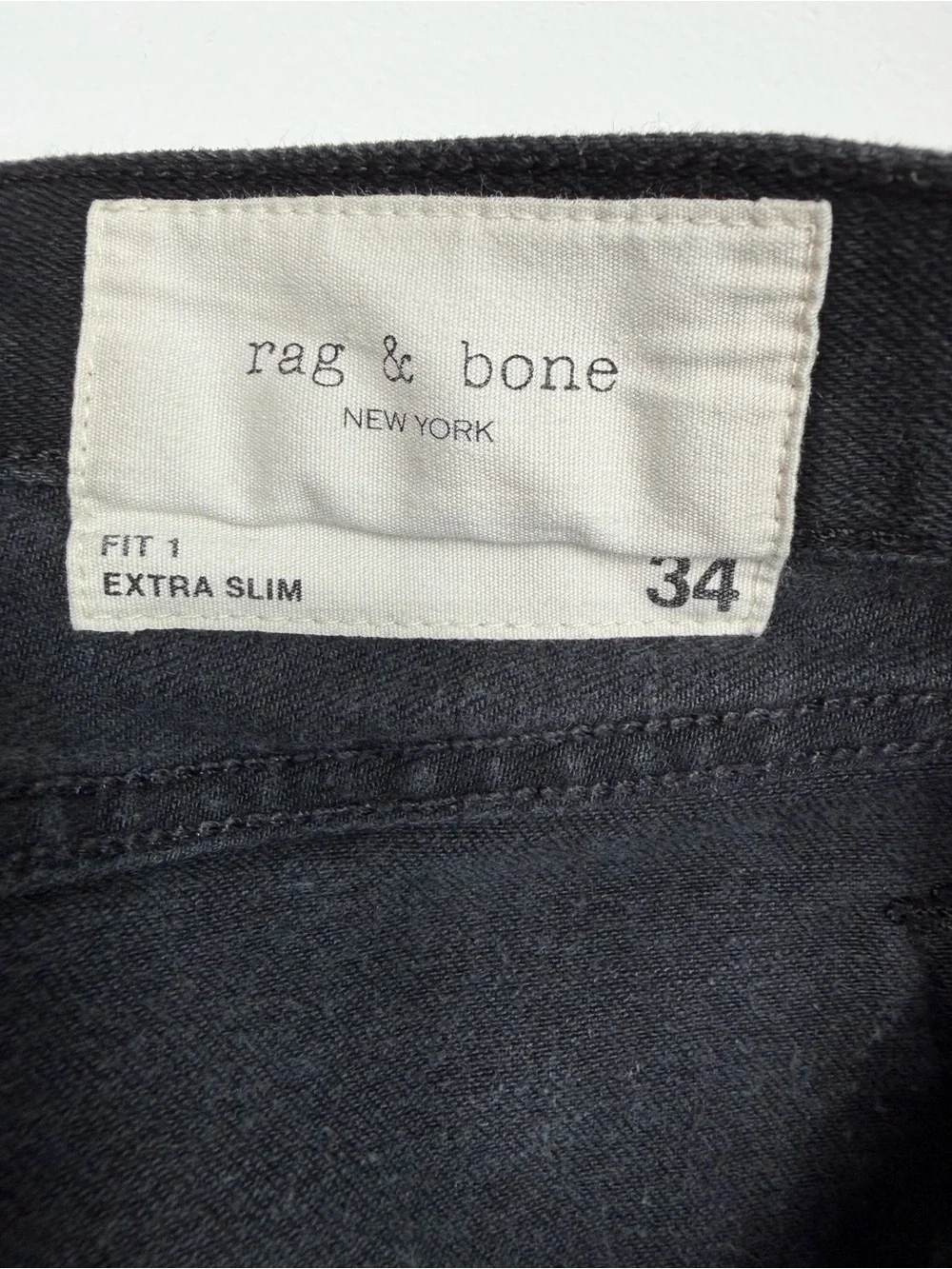 Rag & Bone Fit 1 Extra Slim Black Denim Jeans Button Fly Men’s Size 34